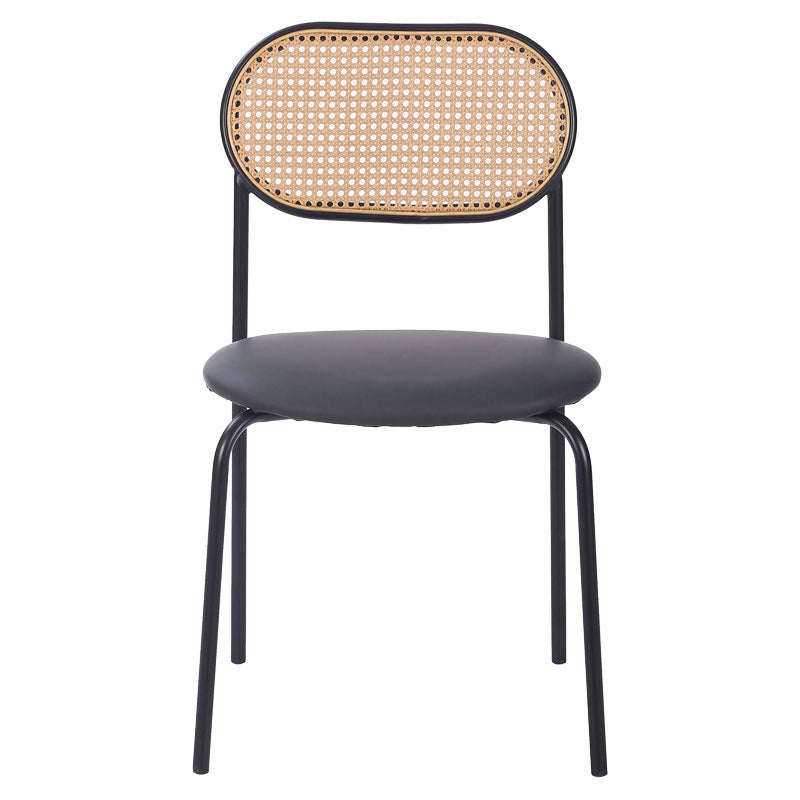 James chair pakoworld pe rattan beige-pu black-metal natural