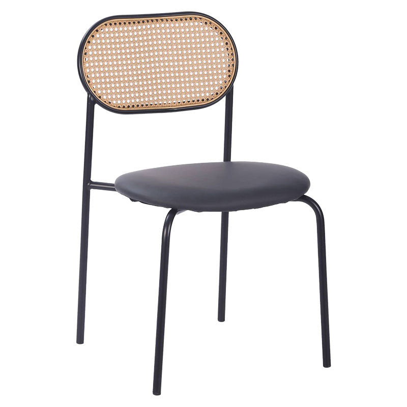 James chair pakoworld pe rattan beige-pu black-metal natural