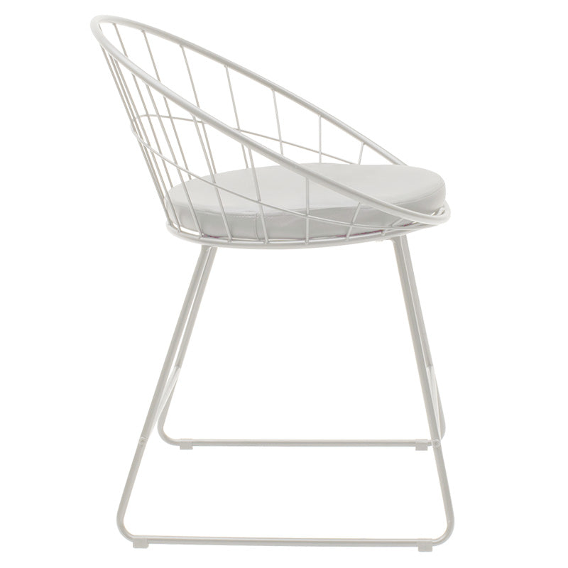 Seth pakoworld chair white metal wire with white pvc cushion