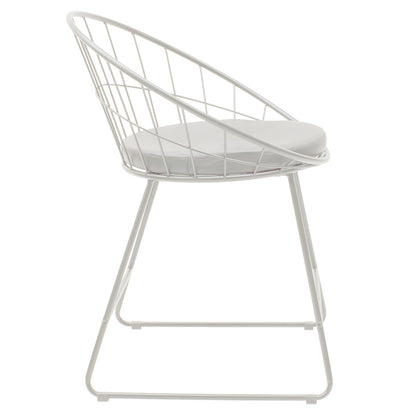 Seth pakoworld chair white metal wire with white pvc cushion