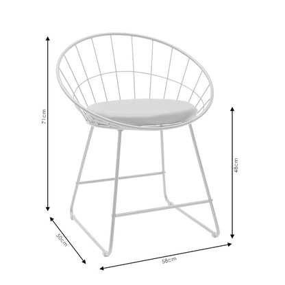 Seth pakoworld chair white metal wire with white pvc cushion