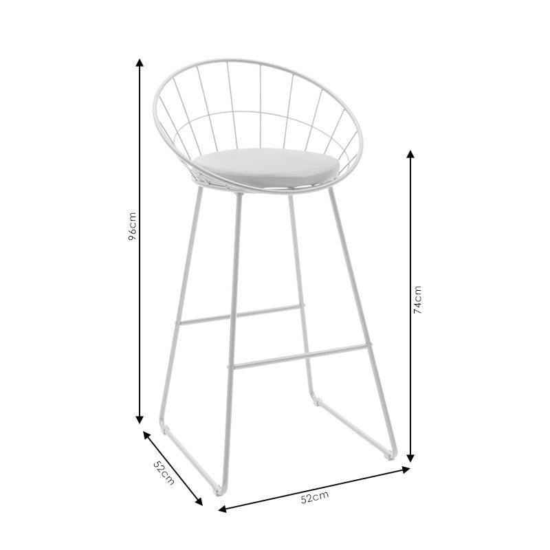 Seth pakoworld bar stool white metal wire with white pvc cushion