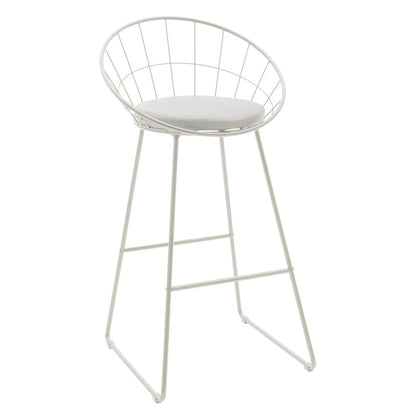 Seth pakoworld bar stool white metal wire with white pvc cushion