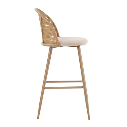 Bar stool Kace pakoworld pe rattan natural-fabric natural-metal natural 43x55x102cm