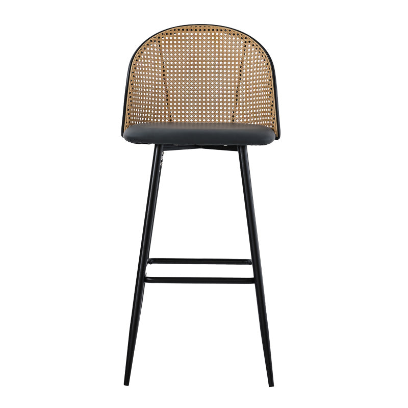 Bar stool Kace pakoworld pe rattan natural-pu dark grey-metal black 43x55x102cm