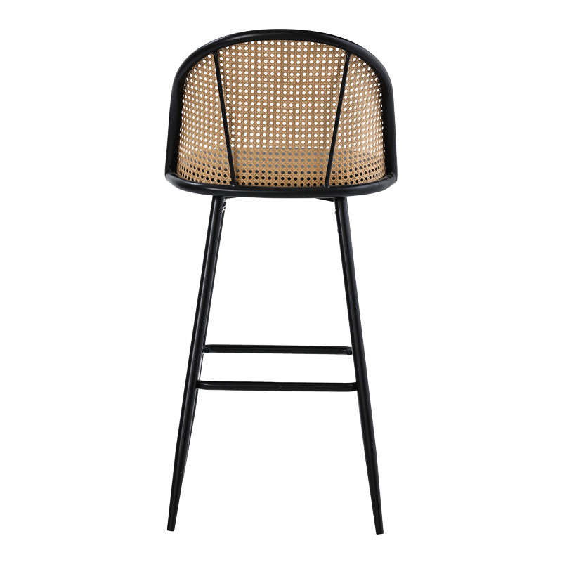 Bar stool Kace pakoworld pe rattan natural-pu dark grey-metal black 43x55x102cm