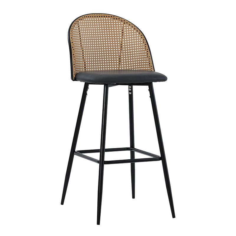 Bar stool Kace pakoworld pe rattan natural-pu dark grey-metal black 43x55x102cm