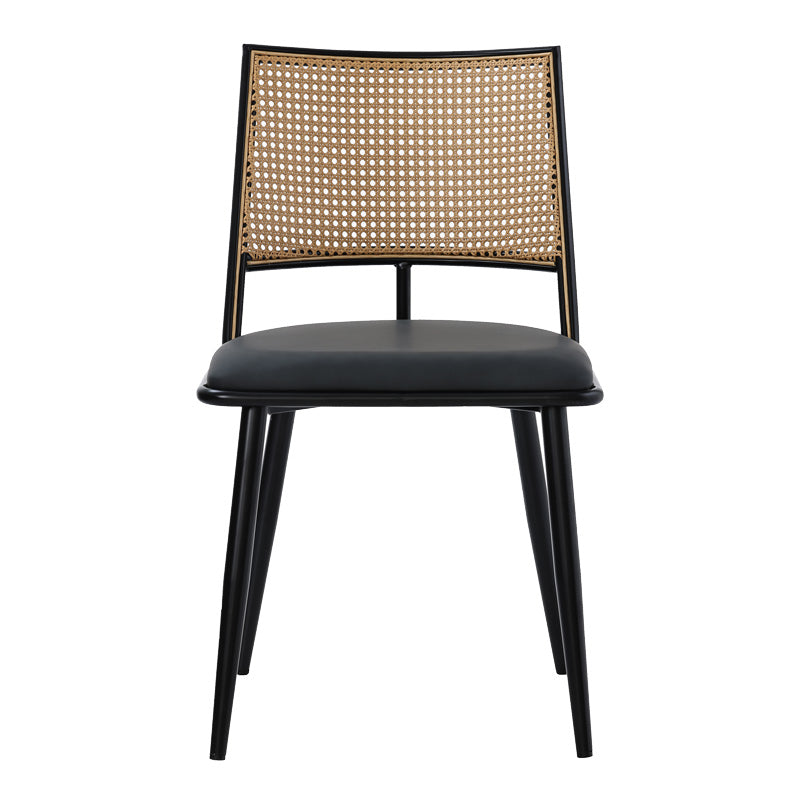 Giulia chair pakoworld pe rattan beige-pu black grey-metal black 49x52x80cm