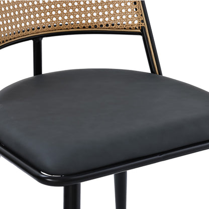 Giulia chair pakoworld pe rattan beige-pu black grey-metal black 49x52x80cm