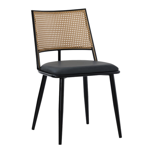 Giulia chair pakoworld pe rattan beige-pu black grey-metal black 49x52x80cm