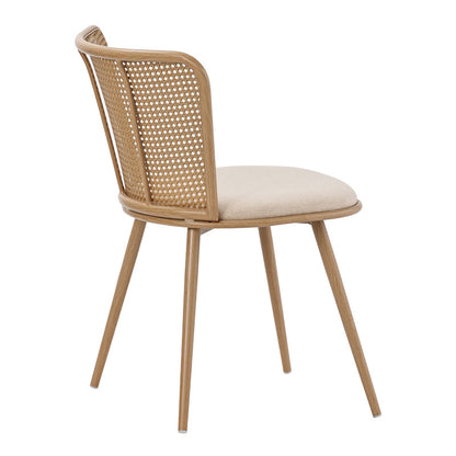 Daniele chair pakoworld pe rattan beige-fabric beige-metal natural 46.5x57.5x77.5cm