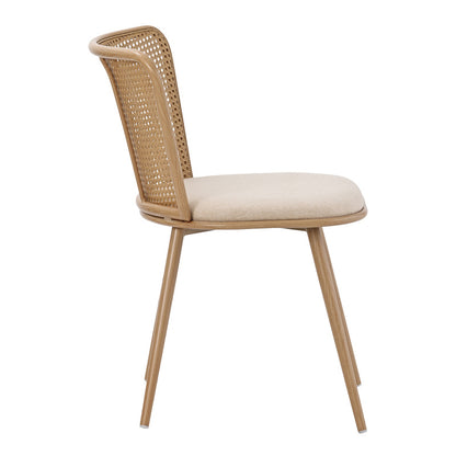 Daniele chair pakoworld pe rattan beige-fabric beige-metal natural 46.5x57.5x77.5cm