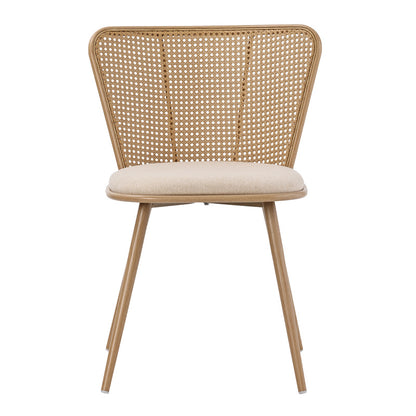 Daniele chair pakoworld pe rattan beige-fabric beige-metal natural 46.5x57.5x77.5cm