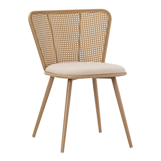 Daniele chair pakoworld pe rattan beige-fabric beige-metal natural 46.5x57.5x77.5cm