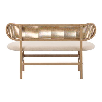 2 seater sofa Enrico chair pakoworld pe rattan beige-fabric beige-metal natural 121x51.5x75cm