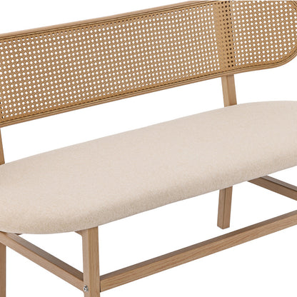 2 seater sofa Enrico chair pakoworld pe rattan beige-fabric beige-metal natural 121x51.5x75cm