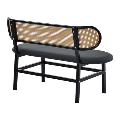 2-seater sofa Enrico pakoworld natural pe rattan-anthracite pu-black metal 121x51.5x75cm