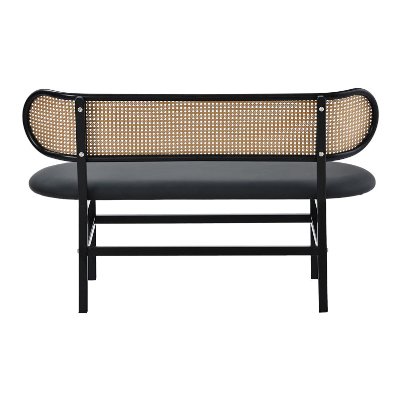 2-seater sofa Enrico pakoworld natural pe rattan-anthracite pu-black metal 121x51.5x75cm