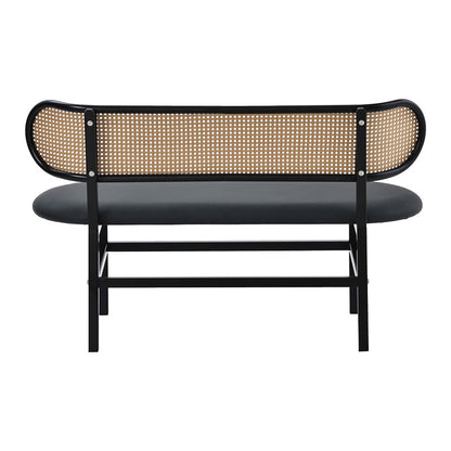 2-seater sofa Enrico pakoworld natural pe rattan-anthracite pu-black metal 121x51.5x75cm