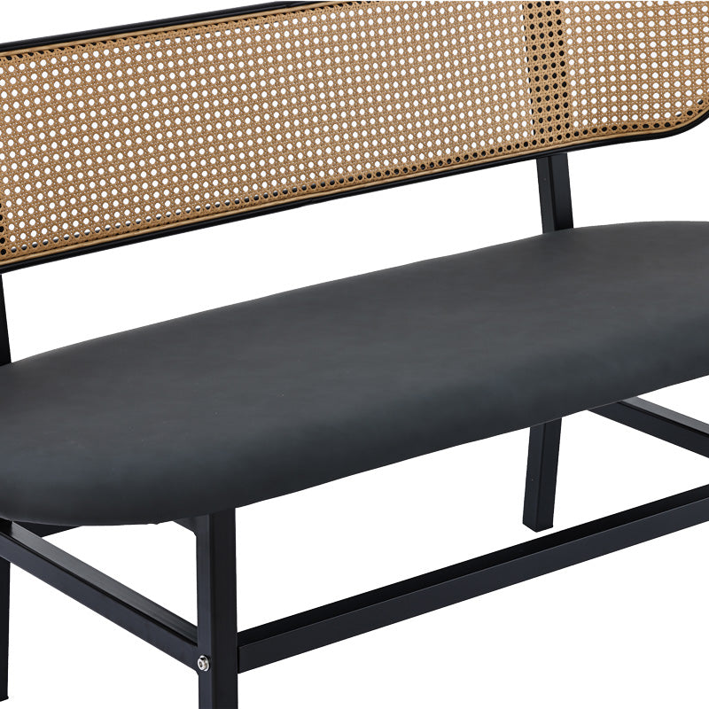 2-seater sofa Enrico pakoworld natural pe rattan-anthracite pu-black metal 121x51.5x75cm