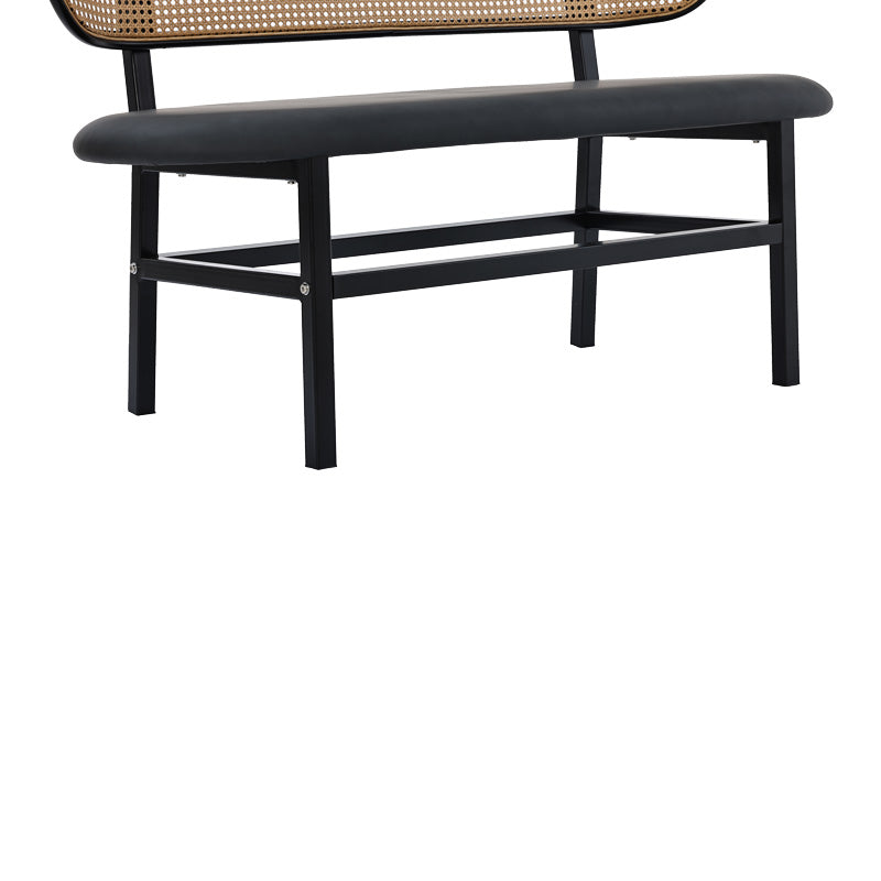 2-seater sofa Enrico pakoworld natural pe rattan-anthracite pu-black metal 121x51.5x75cm