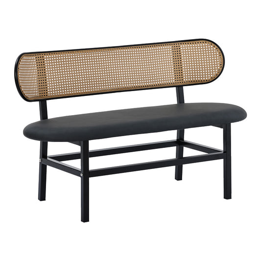 2-seater sofa Enrico pakoworld natural pe rattan-anthracite pu-black metal 121x51.5x75cm