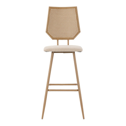 Bar stool Camilla pakoworld pe rattan natural-fabric natural-metal natural 47.5x58x117cm