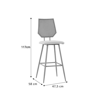 Bar stool Camilla pakoworld pe rattan natural-fabric natural-metal natural 47.5x58x117cm