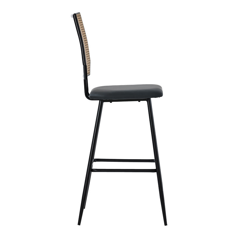 Bar stool Camilla pakoworld pe rattan natural-pu black-metal black 47.5x58x117cm