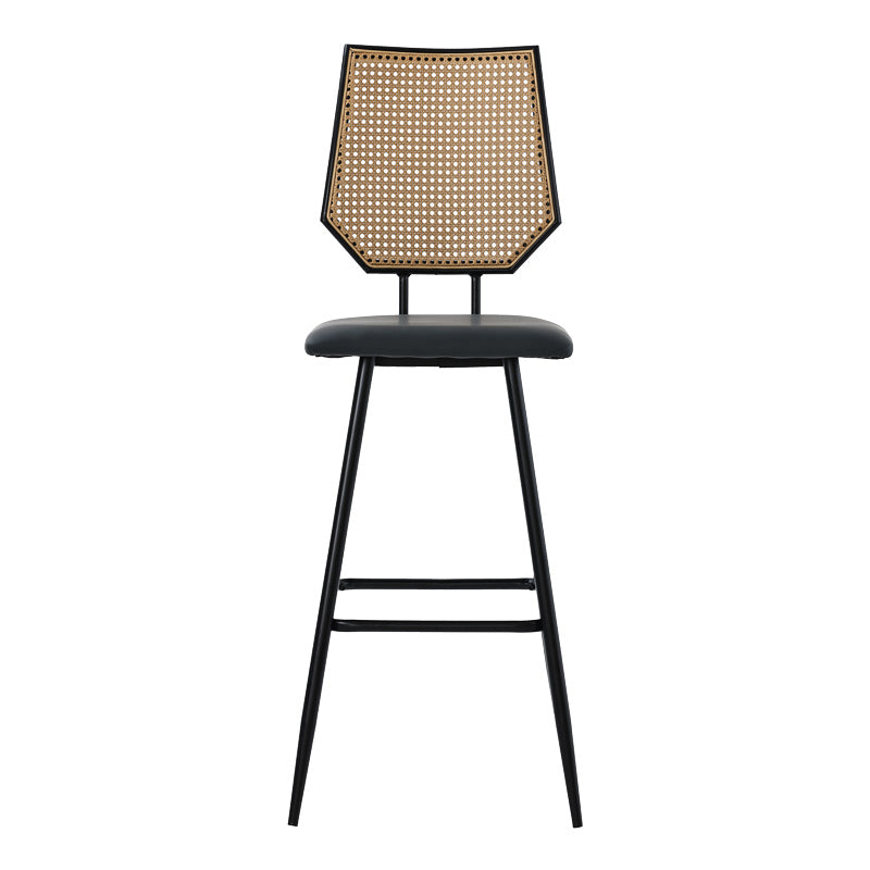 Bar stool Camilla pakoworld pe rattan natural-pu black-metal black 47.5x58x117cm