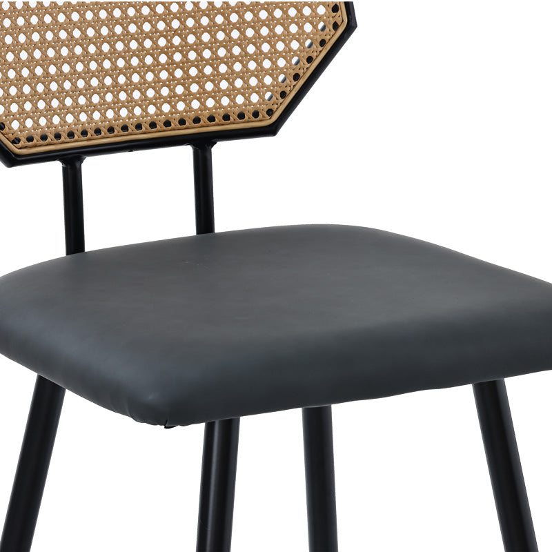 Bar stool Camilla pakoworld pe rattan natural-pu black-metal black 47.5x58x117cm