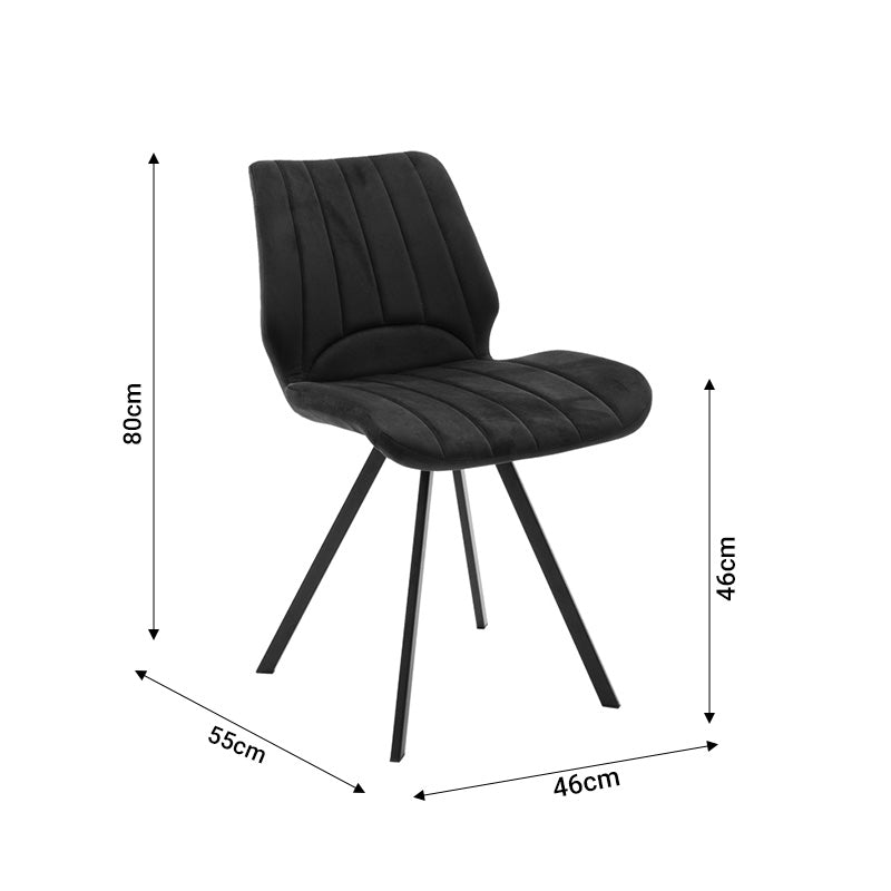 Chair Sabia pakoworld velvet black-black metal leg 46x55x80cm