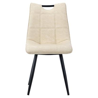 Chair Nely pakoworld pu light beige-black metal leg 46x61x86cm