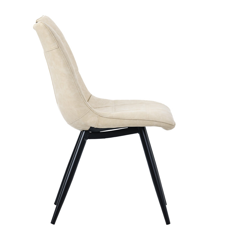 Chair Nely pakoworld pu light beige-black metal leg 46x61x86cm
