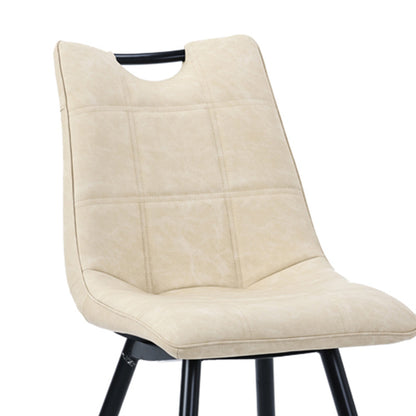 Chair Nely pakoworld pu light beige-black metal leg 46x61x86cm
