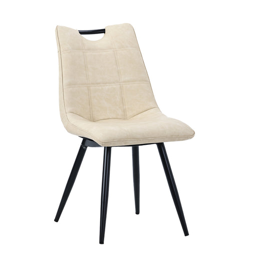 Chair Nely pu light beige-black metal leg 46x61x86cm