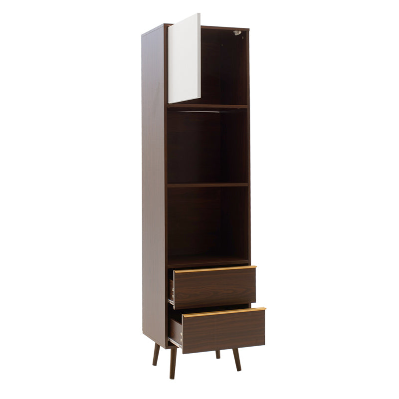 Bookcase Nastia pakoworld in dark walnut - white color 48x39x182cm