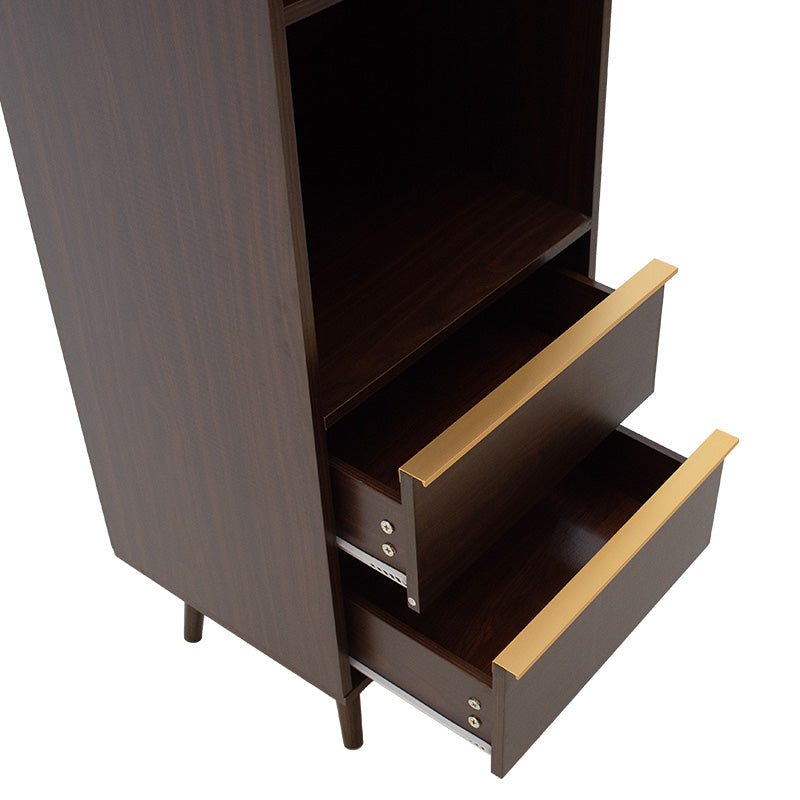 Bookcase Nastia pakoworld in dark walnut - white color 48x39x182cm