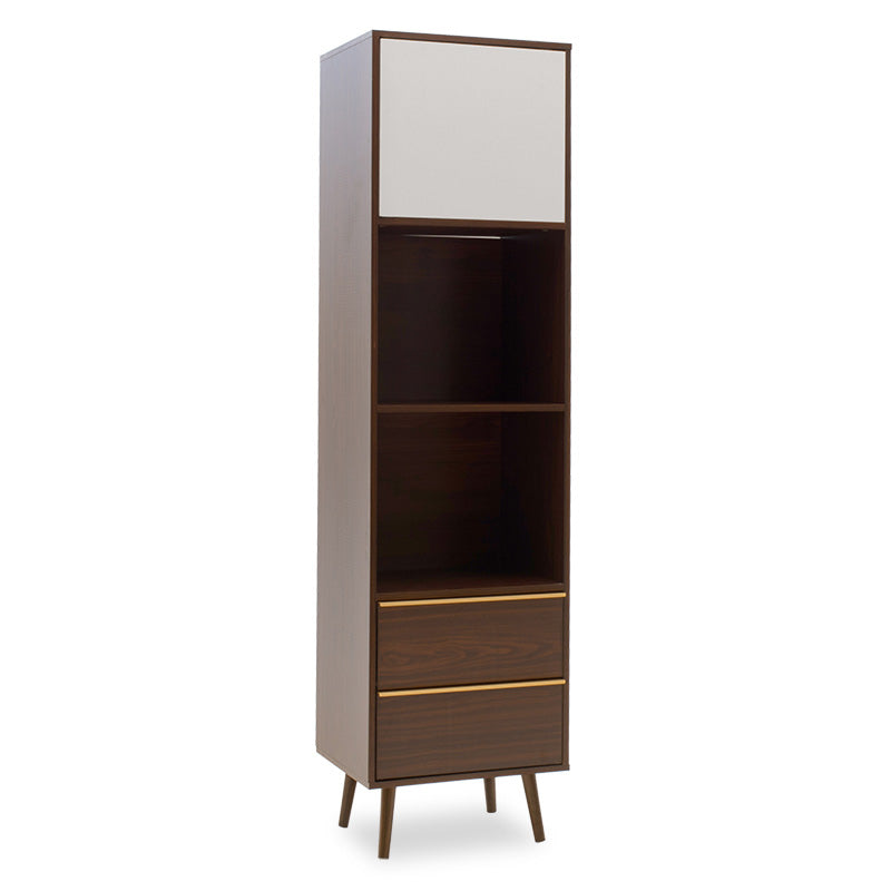 Bookcase Nastia pakoworld in dark walnut - white color 48x39x182cm