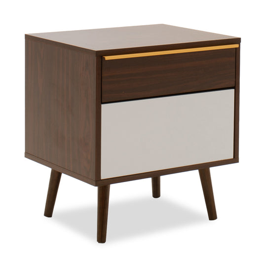 Nightstand Nastia pakoworld in dark walnut - white color 48x39x53cm