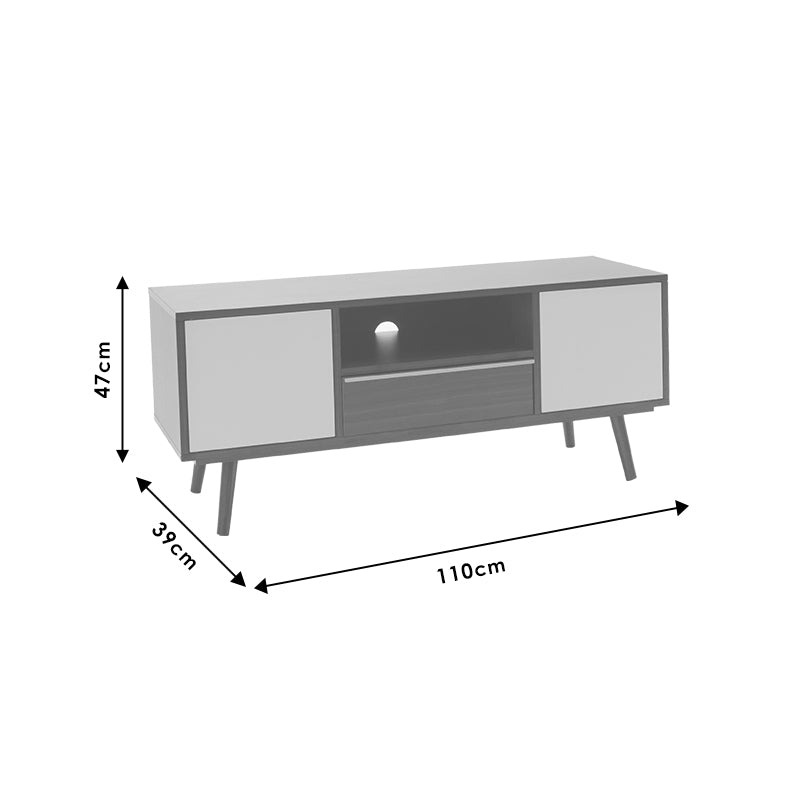 Tv Unit Nastia pakoworld in dark walnut - white color110x39x47cm