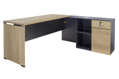 Commercial desk reversible Lotus  pakoworld oak-dark grey color 180x160x75cm