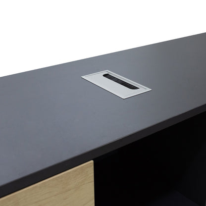 Commercial desk reversible Lotus  pakoworld oak-dark grey color 180x160x75cm