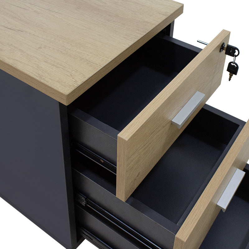 Mobile drawer Lotus pakoworld in oak-dark grey color 40x47x55cm