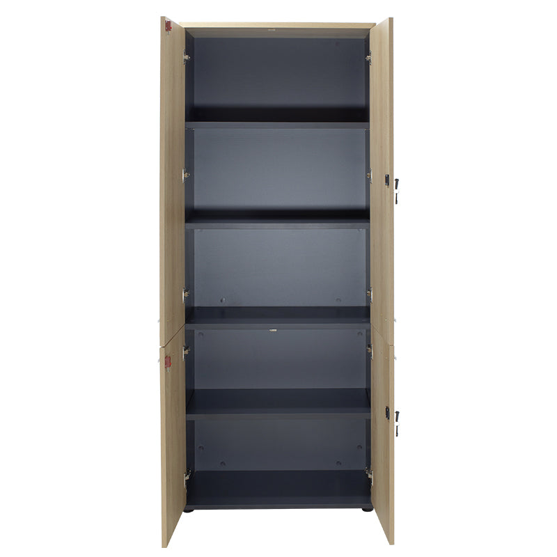 Bookcase with four wooden doors Lotus pakoworld in oak - dark grey color 80x40,5x200cm