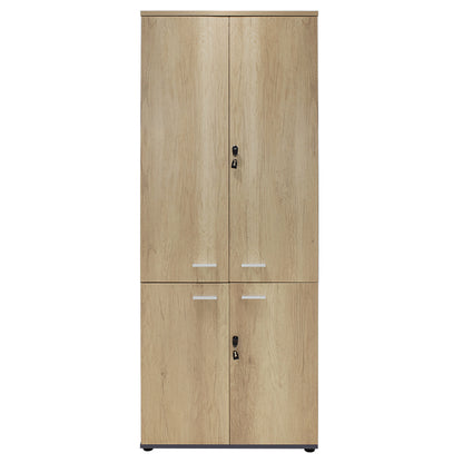 Bookcase with four wooden doors Lotus pakoworld in oak - dark grey color 80x40,5x200cm