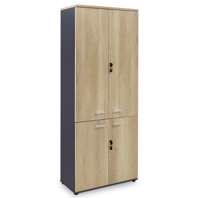 Bookcase with four wooden doors Lotus pakoworld in oak - dark grey color 80x40,5x200cm