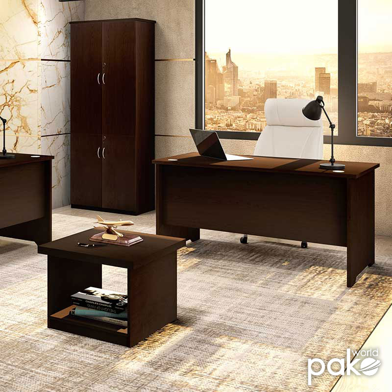 Office table without mobile drawer Amazon pakoworld walnut 150x75x75