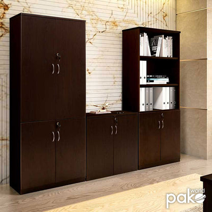 Bookcase with four wooden doors Amazon pakoworld walnut 80x40x200cm