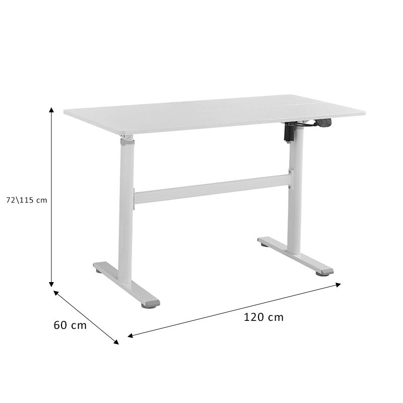 Height adjustable work desk Karla white 120x60x72/115cm